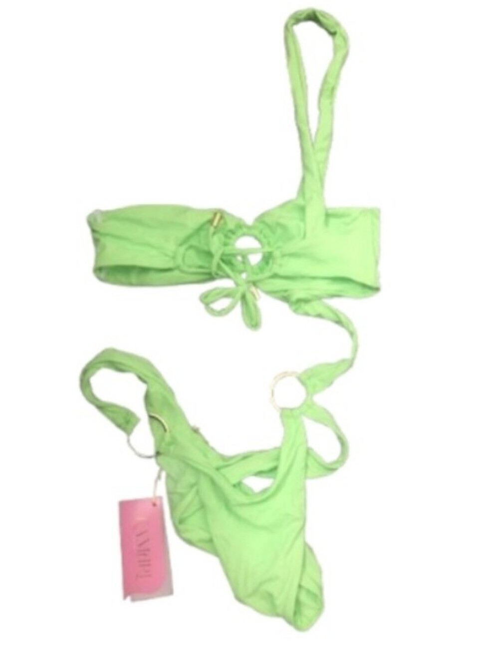 NWOT Kamari Green & Gold Cut Out One Shoulder Swimsuit One Piece Sz Xs